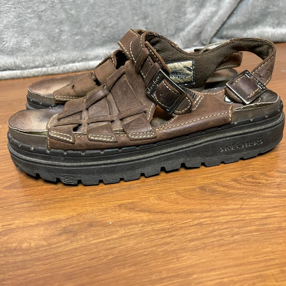 Skechers Women 90s Y2K Chunky Jammers Fisherman Brown Buckle Lug Sandal 6* - Picture 7 of 11